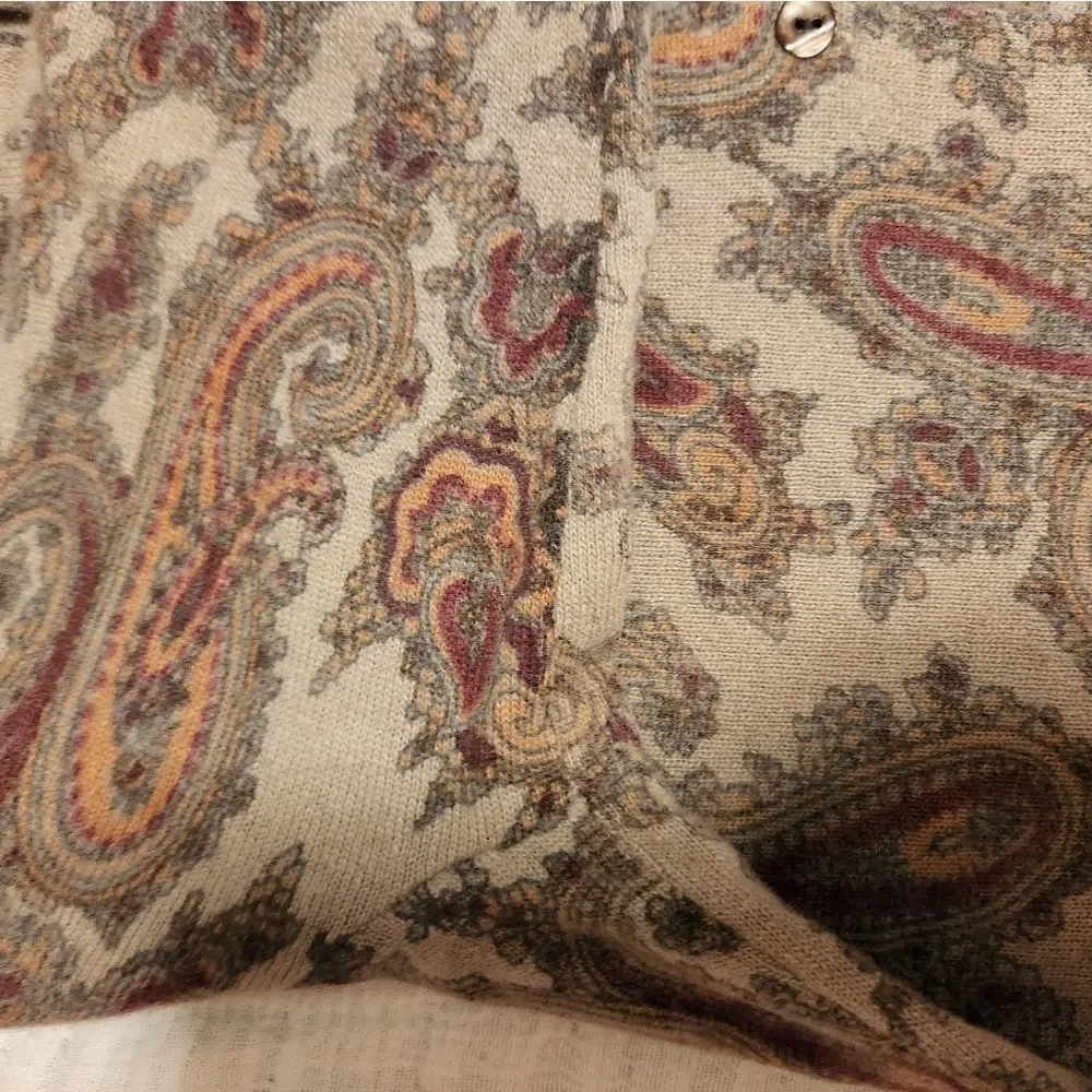 Susan Bristol vintage paisley print wool cardigan Size M
